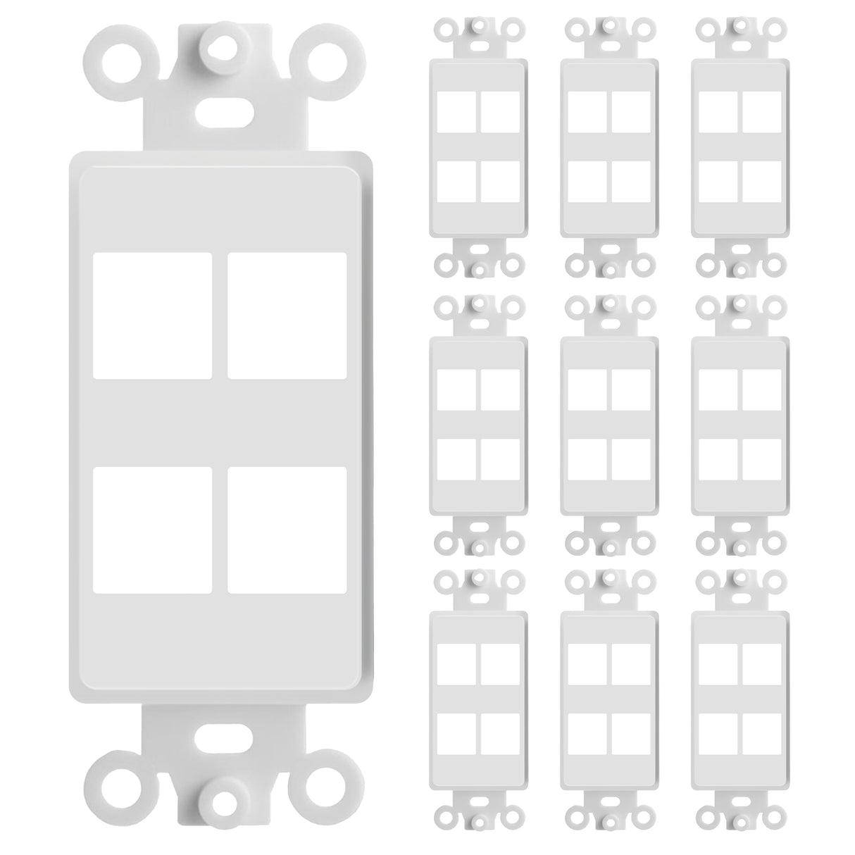 Decorator Wall Plate Insert Keystone / Flexible Opening / Blank Single Gang White