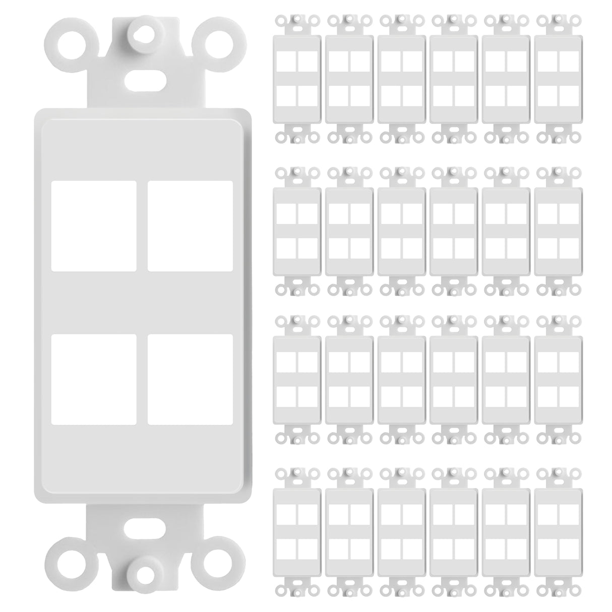 Decorator Wall Plate Insert Keystone Flexible Opening Blank Single Gang White
