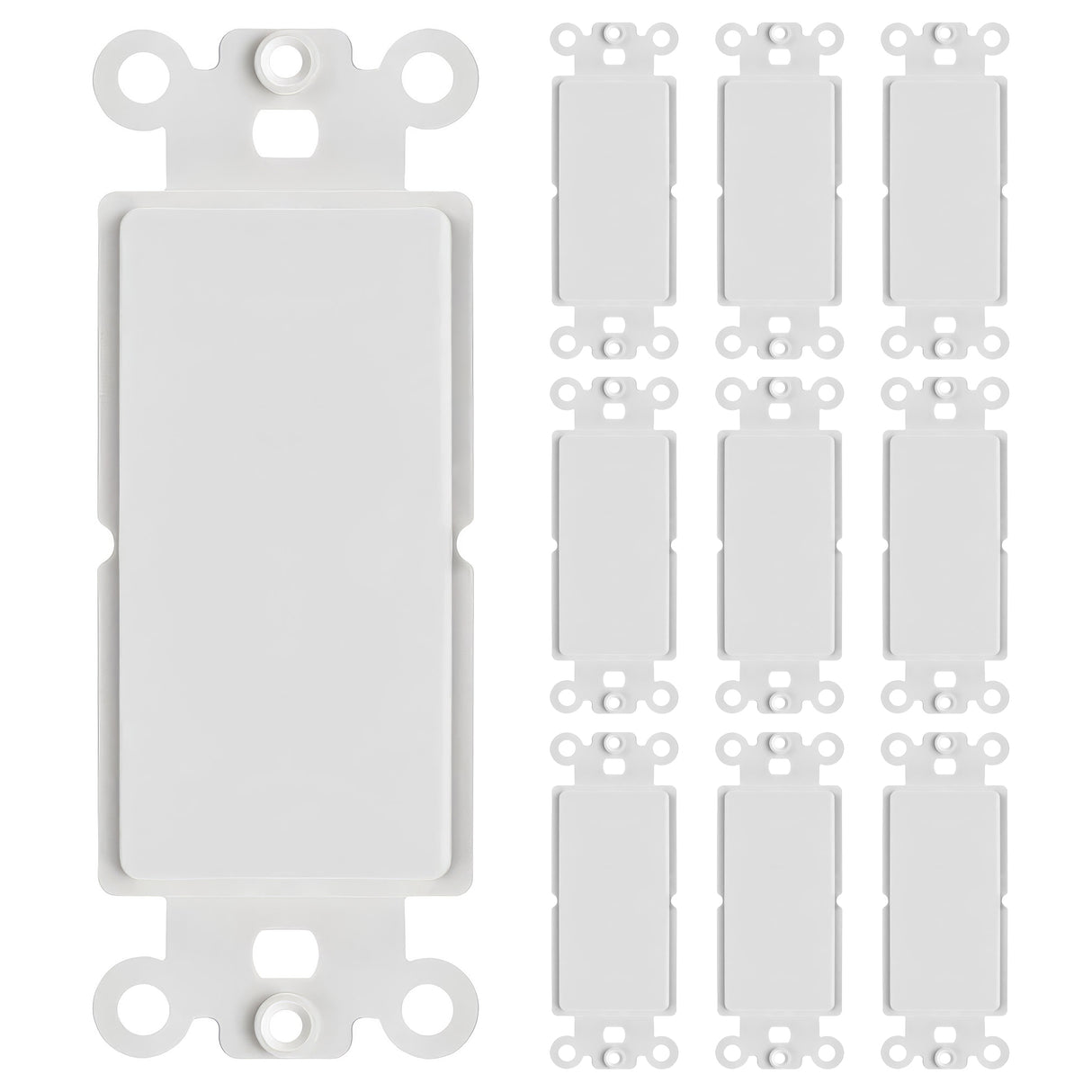 Decorator Wall Plate Insert Keystone Flexible Opening Blank Single Gang White
