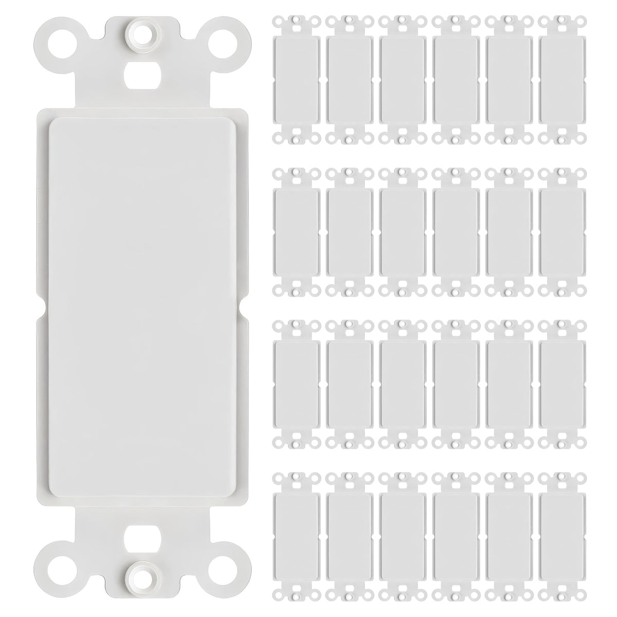 Decorator Wall Plate Insert Keystone Flexible Opening Blank Single Gang White