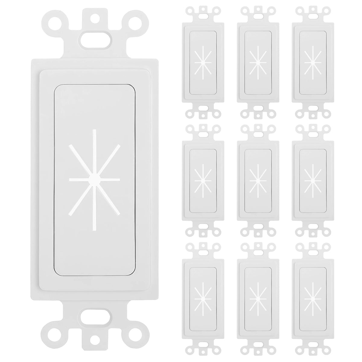 Decorator Wall Plate Insert Keystone Flexible Opening Blank Single Gang White