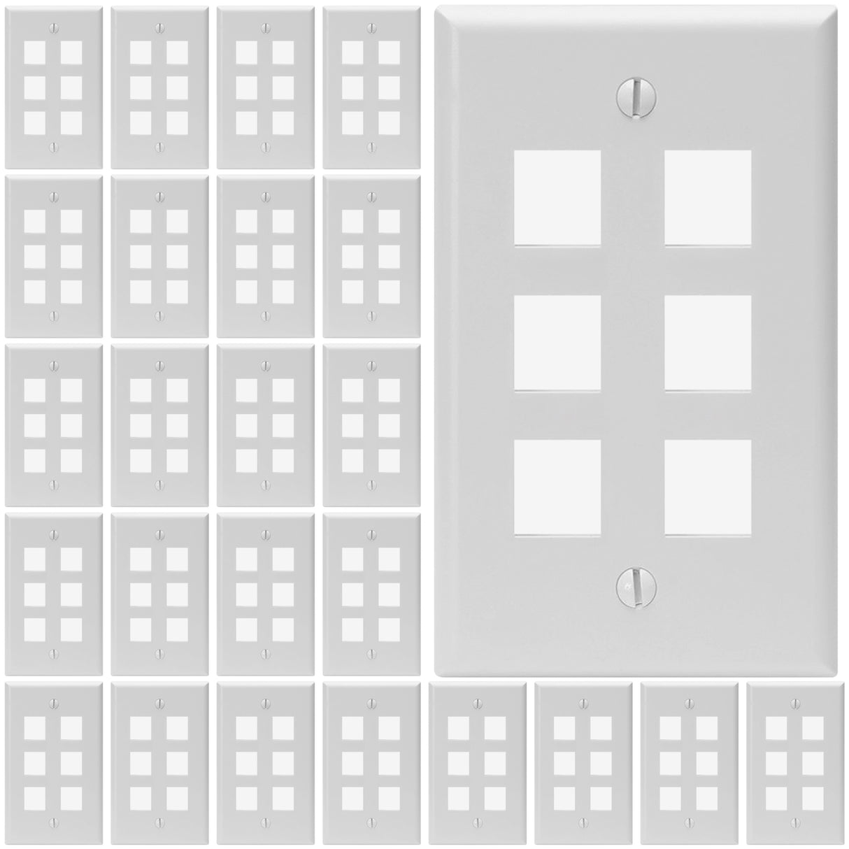 Keystone Wall Plate Single Gang White ABS 1 2 3 4 6 Port