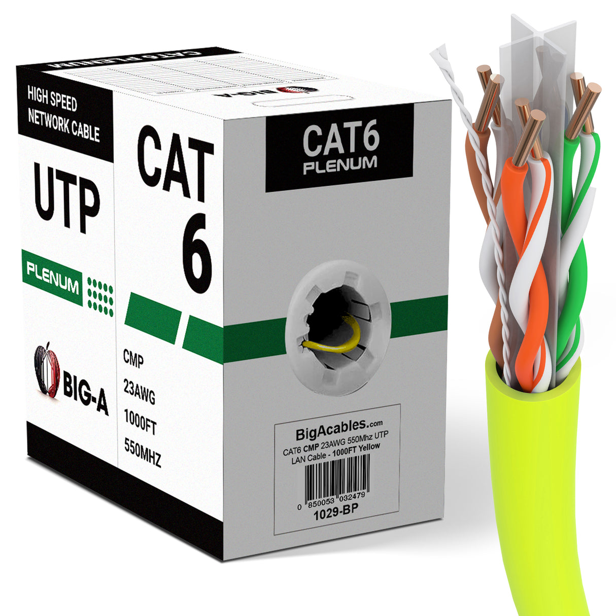 Cat6 Plenum CMP Ethernet Cable 550MHz UTP Pull Box 1000ft 5 Colors