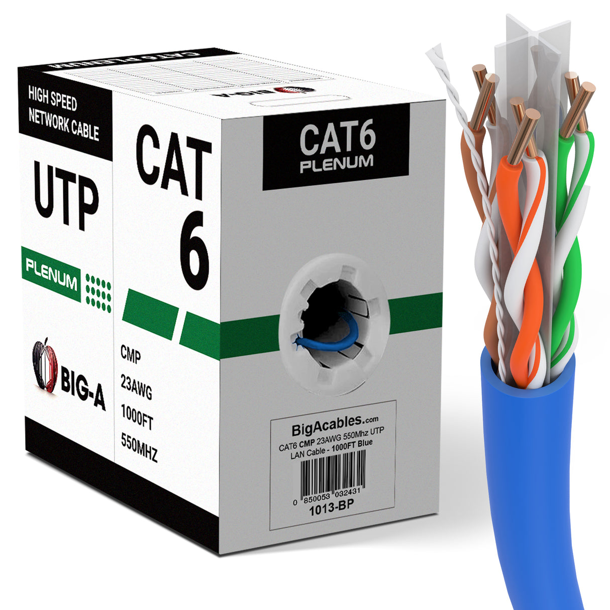 Cat6 Plenum CMP Ethernet Cable 550MHz UTP Pull Box 1000ft 5 Colors