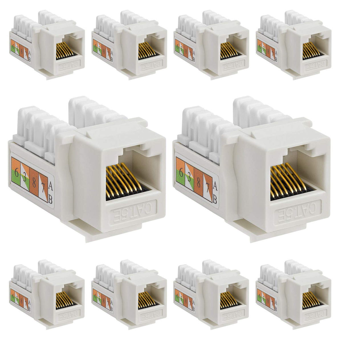 Cat5e Punch Down Keystone Jack 110 IDC RJ45 Black White Blue Green Yellow