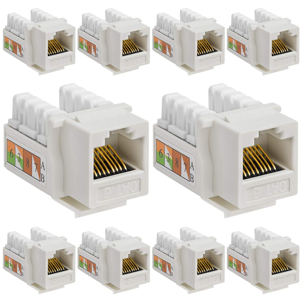 Cat6 Punch Down Keystone Jack 110 IDC RJ45 Black White Blue Green Yellow