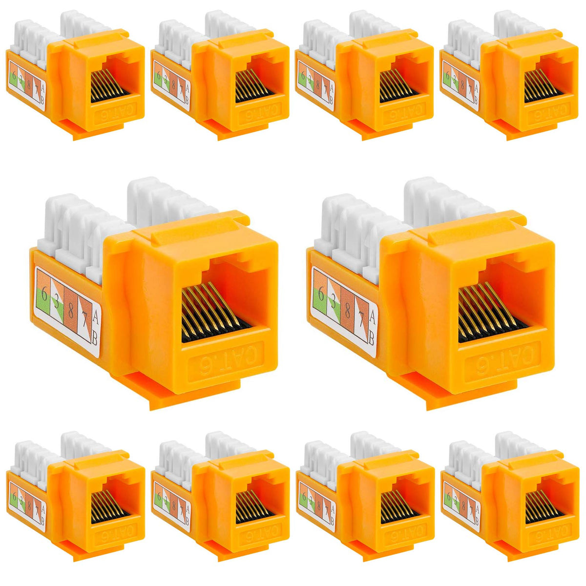 Cat6 Punch Down Keystone Jack 110 IDC RJ45 Black White Blue Green Yellow