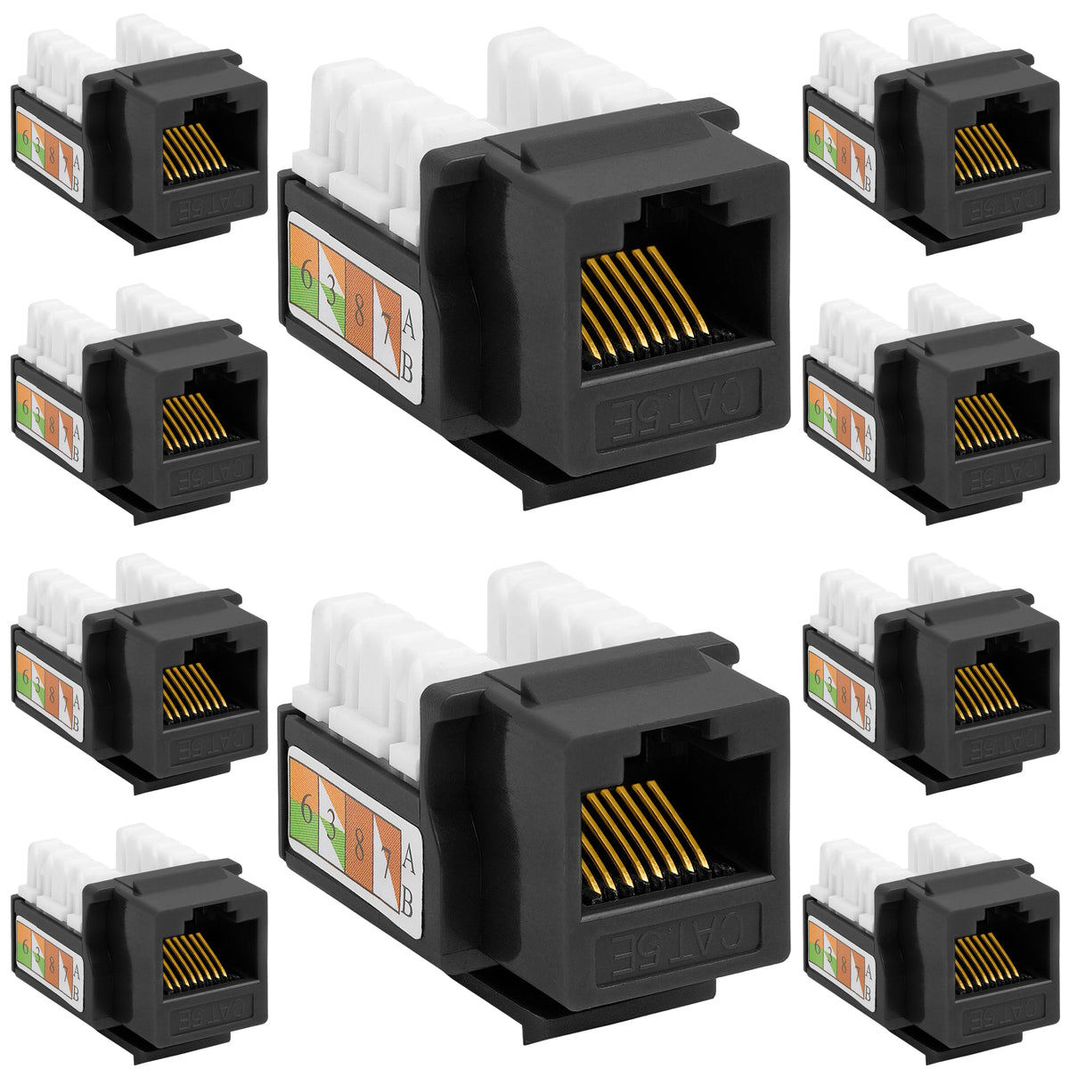 Cat5e Punch Down Keystone Jack 110 IDC RJ45 Black White Blue Green Yellow
