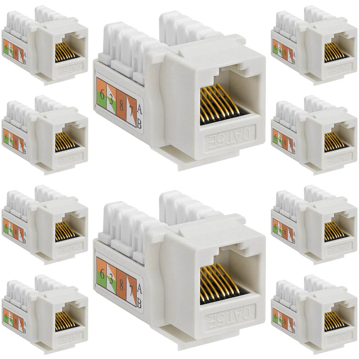Cat5e Punch Down Keystone Jack 110 IDC RJ45 Black White Blue Green Yellow