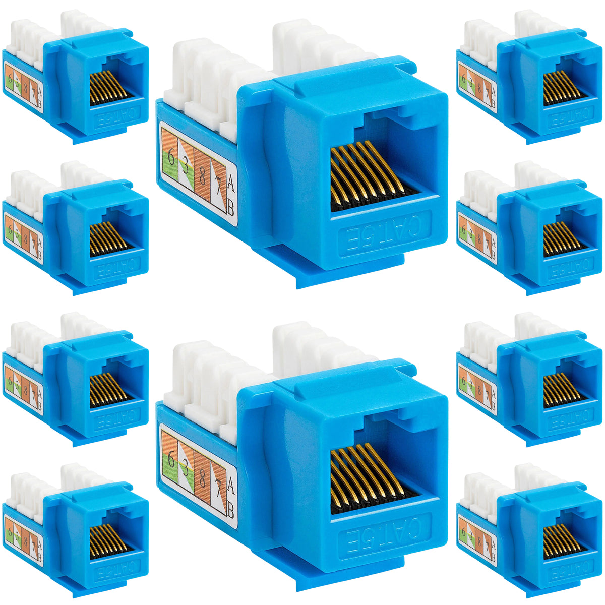 Cat5e Punch Down Keystone Jack 110 IDC RJ45 Black White Blue Green Yellow