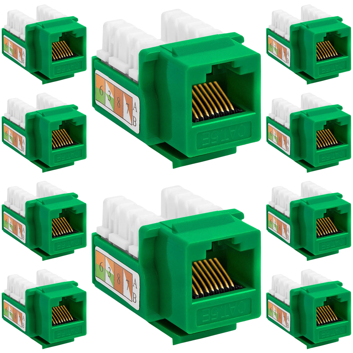 Cat5e Punch Down Keystone Jack 110 IDC RJ45 Black White Blue Green Yellow
