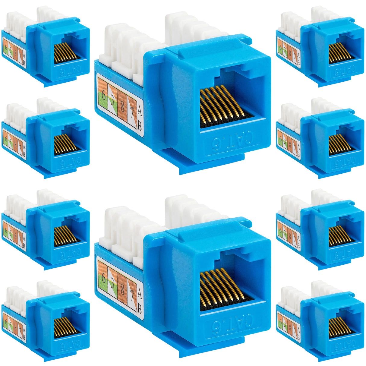 Cat6 Punch Down Keystone Jack 110 IDC RJ45 Black White Blue Green Yellow