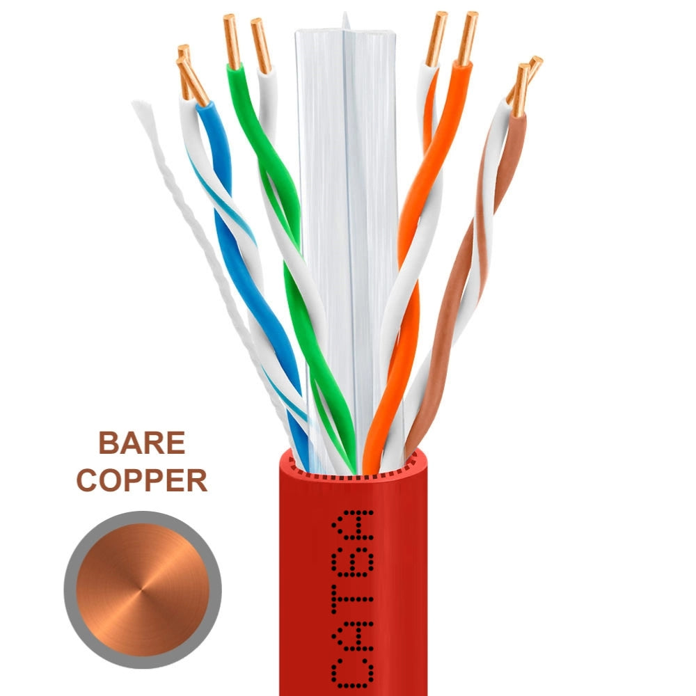 Cat6A Ethernet Cable CMR Riser 23AWG Solid Bare Copper UTP 750MHz 1000ft
