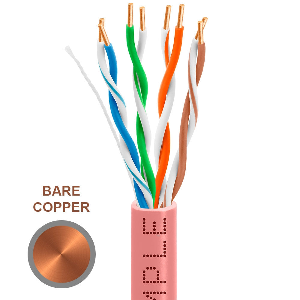 Cat5e Riser Ethernet Cable Unshielded 350MHz Solid Copper 24AWG CMR 1000ft