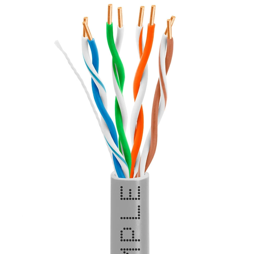 Cat5e Plenum Ethernet Cable 1000ft 24AWG Solid Bare Copper 350MHz CMP ETL Listed