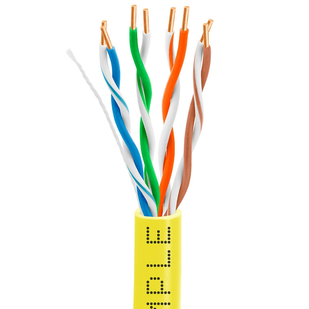 Cat5e Plenum Ethernet Cable 1000ft 24AWG Solid Bare Copper 350MHz CMP ETL Listed