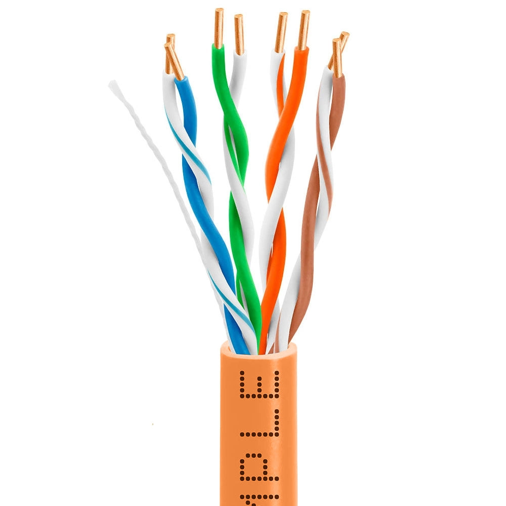 Cat5e Plenum Ethernet Cable 1000ft 24AWG Solid Bare Copper 350MHz CMP ETL Listed
