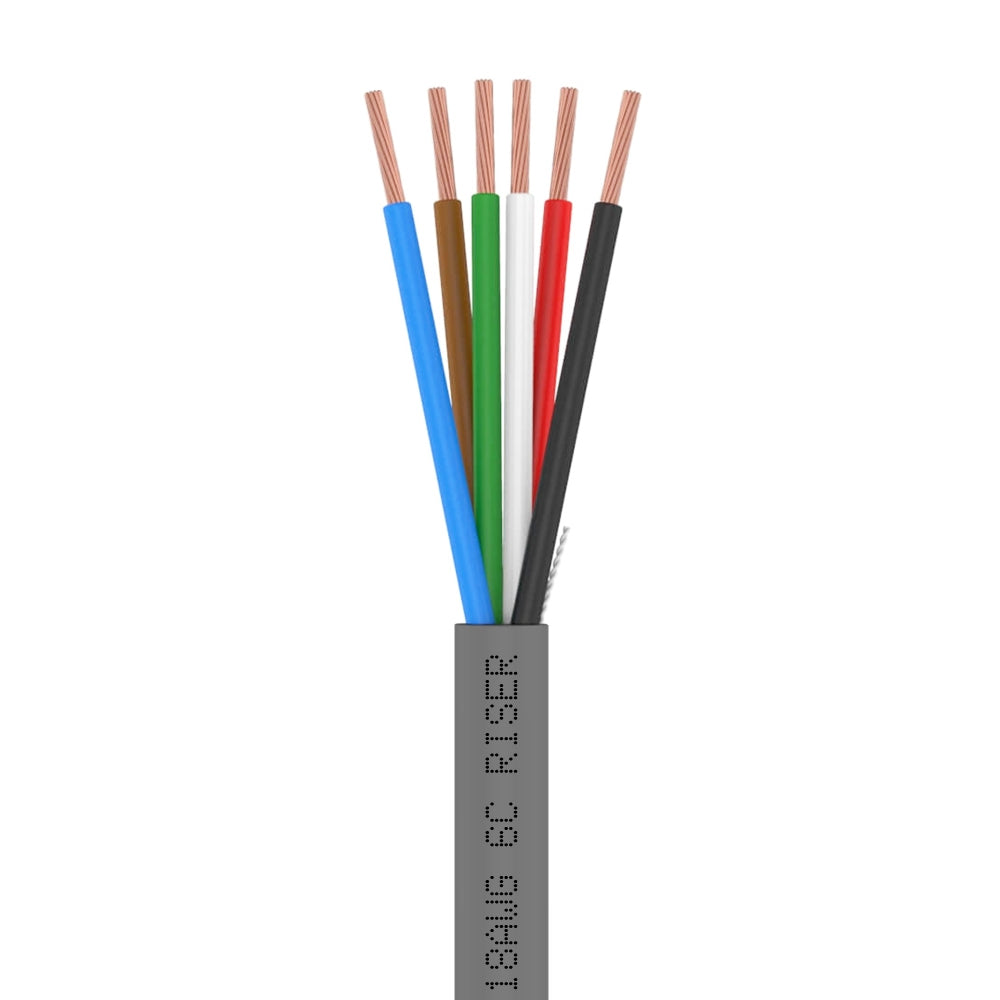 Control Cable Unshielded 18AWG 6 Conductor Riser CMR Stranded Copper 1000ft Grey