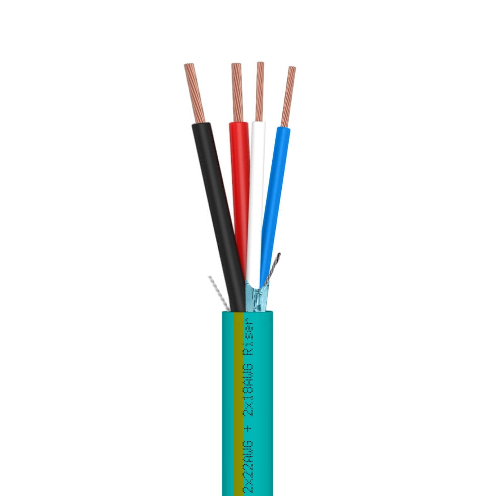 Control Cable 18AWG 2C + 22AWG 2C Shielded Riser CMR Automation 1000ft Teal
