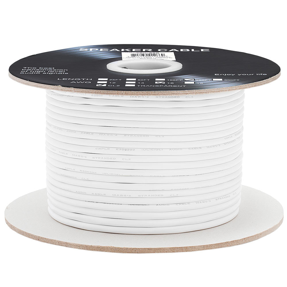 Speaker Wire 16AWG 2 Conductor In-Wall CL2 Stranded White