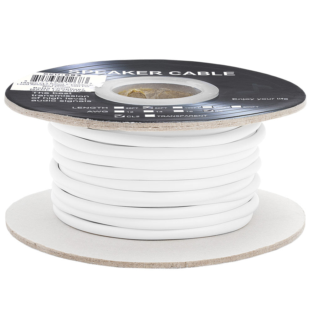 Speaker Wire 18AWG 2 Conductor In-Wall CL2 Stranded White