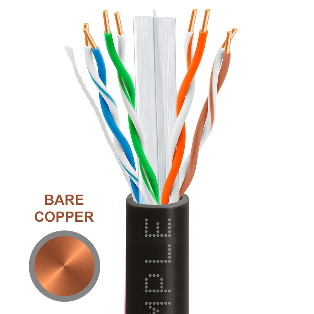 Cat6 Riser Ethernet Cable Unshielded 600MHz Solid Copper 23AWG CMR 1000ft