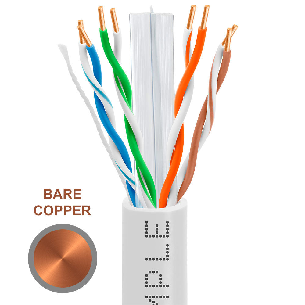 Cat6 Riser Ethernet Cable Unshielded 600MHz Solid Copper 23AWG CMR 1000ft