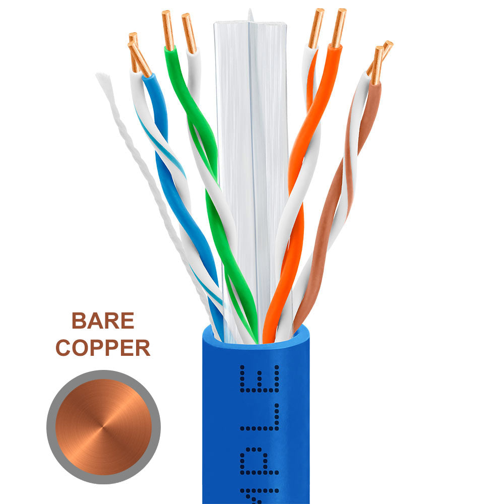 Cat6 1000ft Riser Ethernet Cable | Bare Copper | CMR, UTP, 23AWG