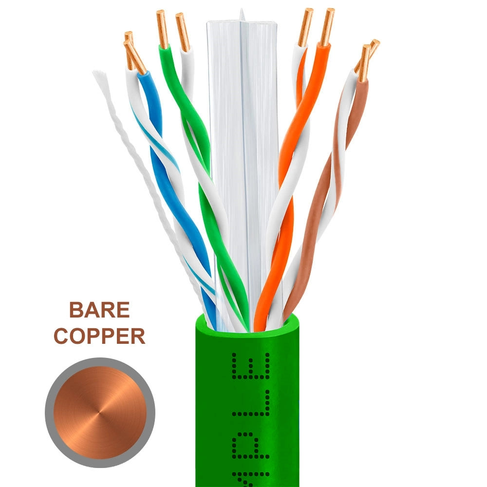 Cat6 Riser Ethernet Cable Unshielded 600MHz Solid Copper 23AWG CMR 1000ft