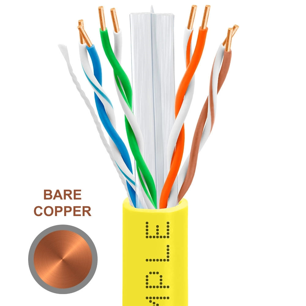 Cat6 Ethernet Cable CMR Riser 23AWG Solid Bare Copper UTP HDPE 600MHz 1000ft