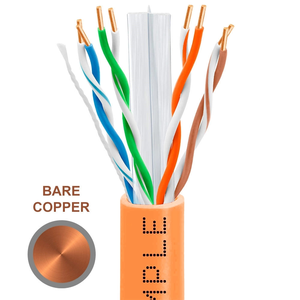 Cat6 Riser Ethernet Cable Unshielded 600MHz Solid Copper 23AWG CMR 1000ft