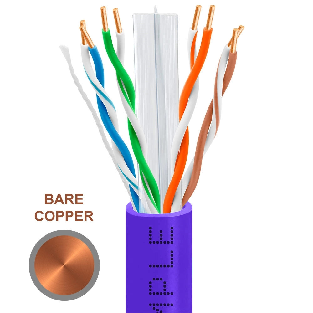 Cat6 Riser Ethernet Cable Unshielded 600MHz Solid Copper 23AWG CMR 1000ft