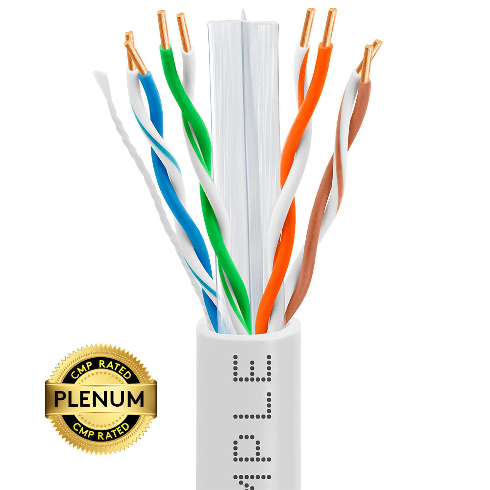 1000ft Cat 6 Plenum Ethernet Cable | Bare Copper | CMP, UTP, 23AWG