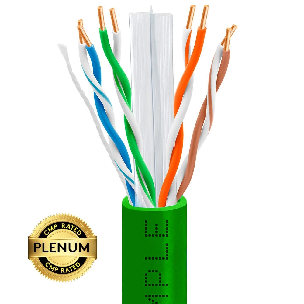 Cat6 Plenum Ethernet Cable Unshielded 550MHz Solid Copper 23AWG CMP 1000ft