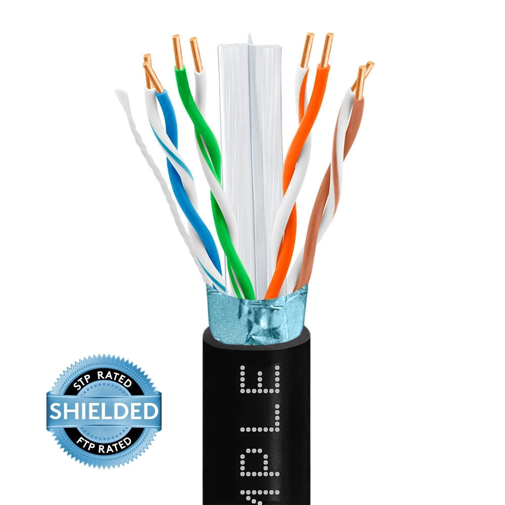 Cat6 Ethernet Cable CMR Riser Shielded 23AWG Solid Bare Copper 600MHz 1000ft
