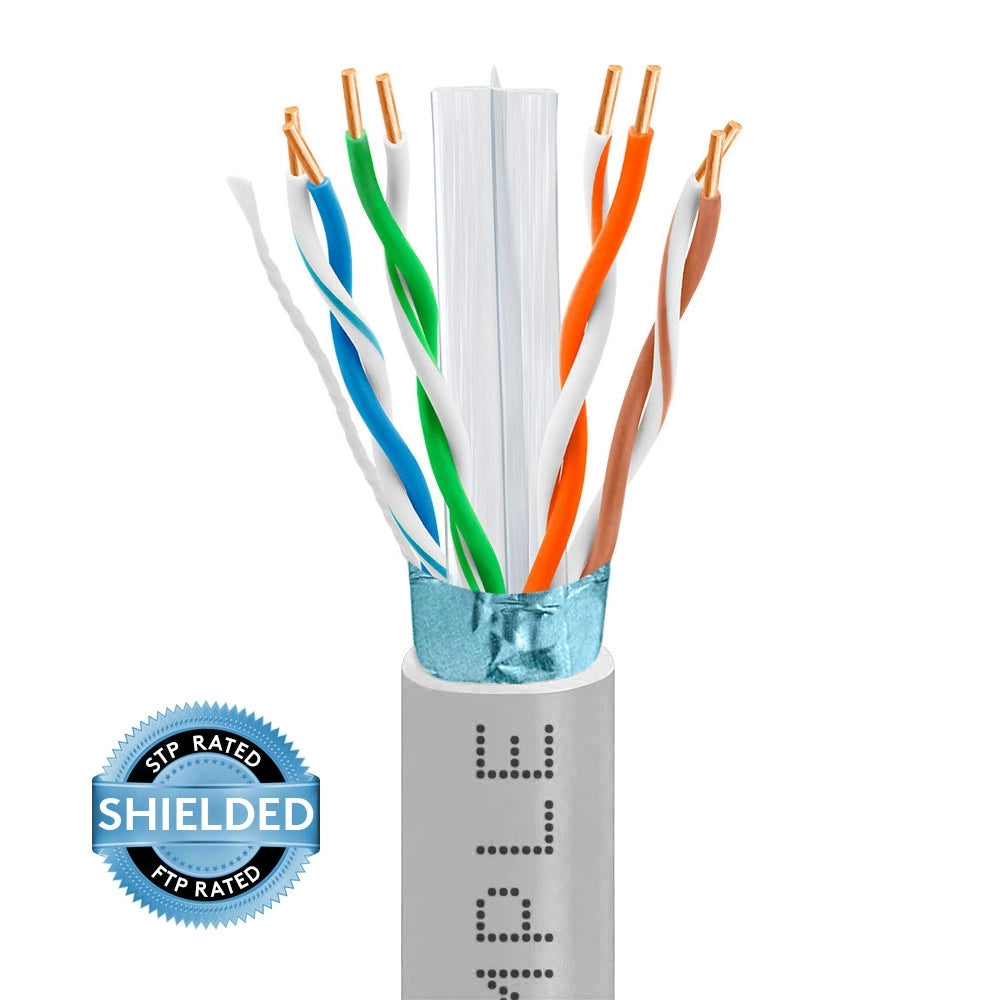 Cat6 Ethernet Cable CMR Riser Shielded 23AWG Solid Bare Copper 600MHz 1000ft