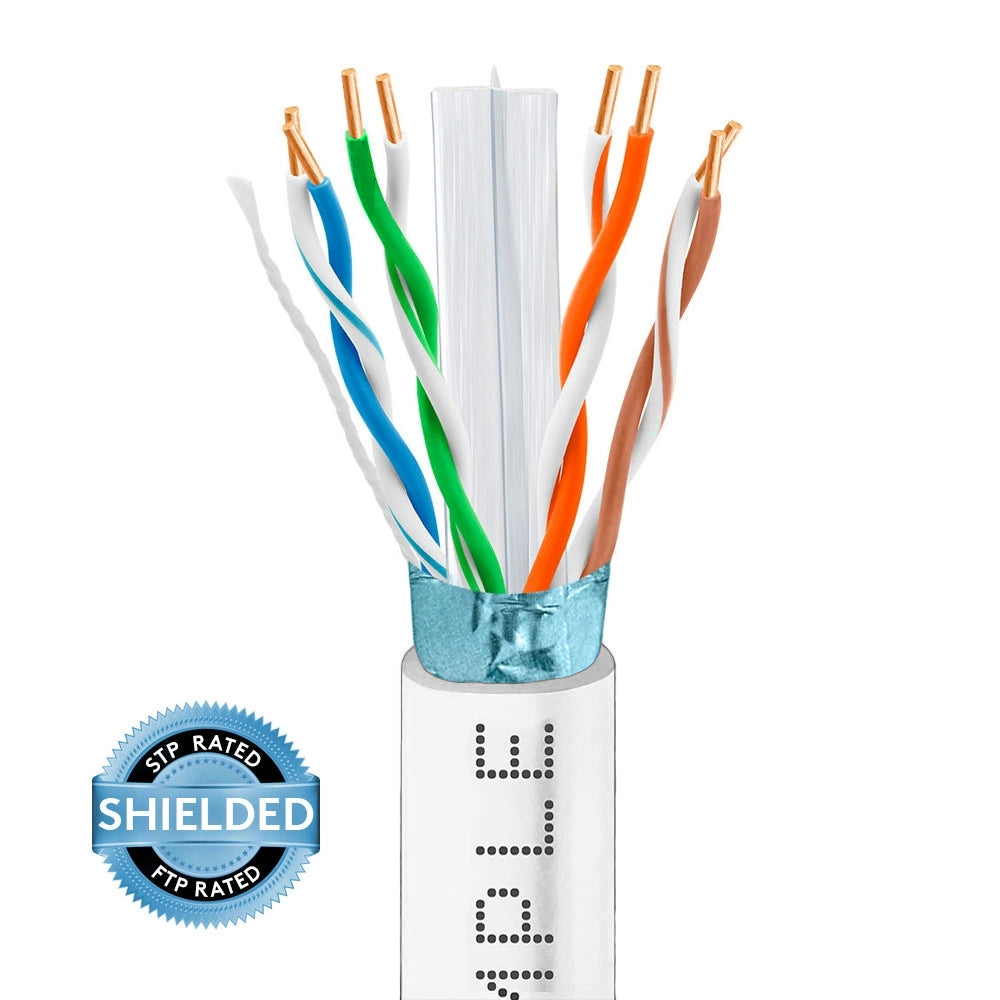 Cat6 Ethernet Cable CMR Riser Shielded 23AWG Solid Bare Copper 600MHz 1000ft