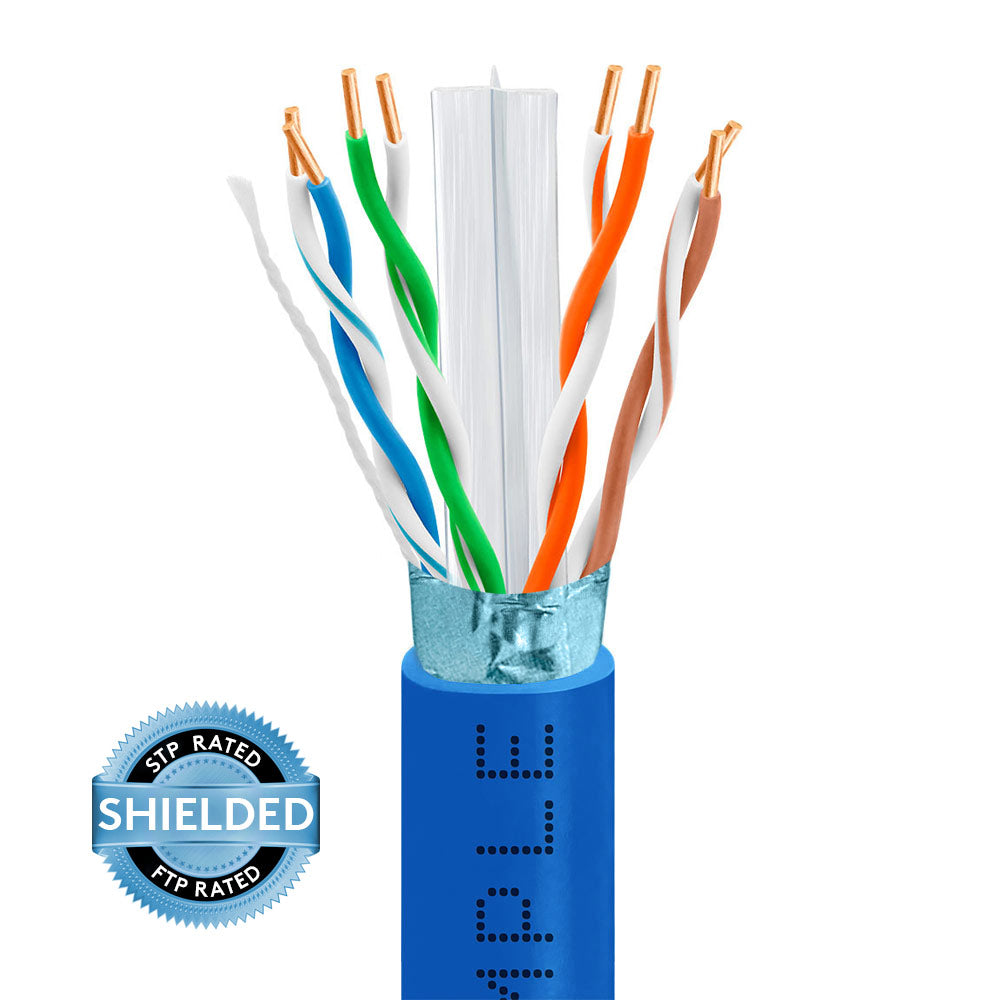 Cat6 Ethernet Cable CMR Riser Shielded 23AWG Solid Bare Copper 600MHz 1000ft