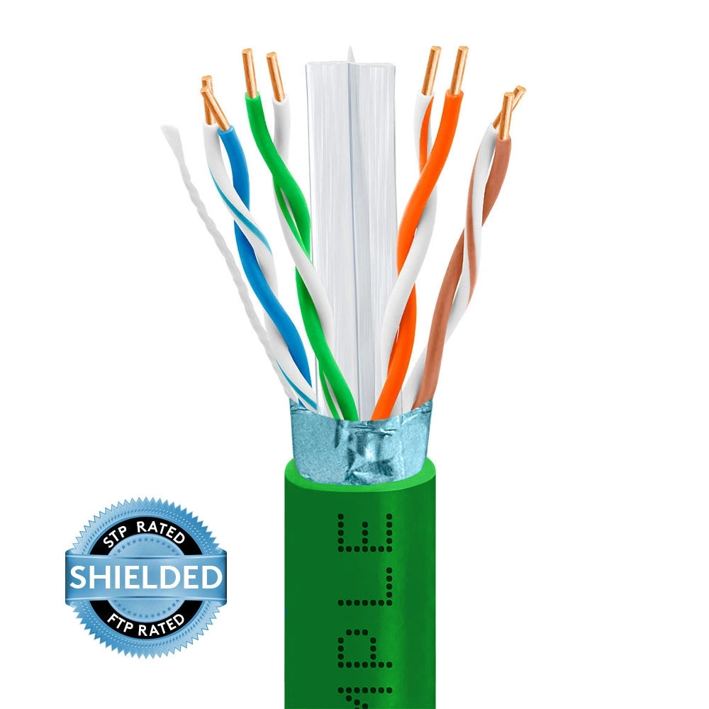 Cat6 Ethernet Cable CMR Riser Shielded 23AWG Solid Bare Copper 600MHz 1000ft