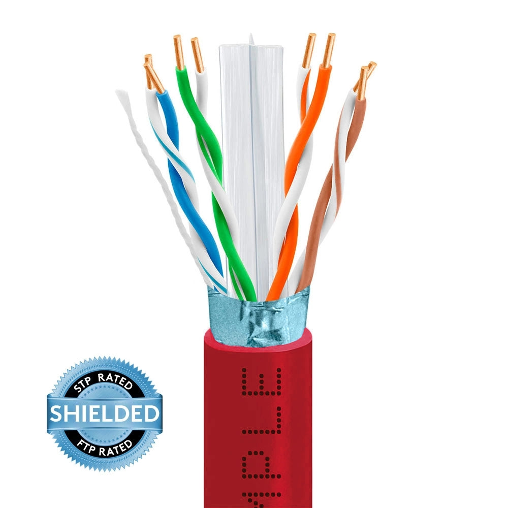 Cat6 Ethernet Cable CMR Riser Shielded 23AWG Solid Bare Copper 600MHz 1000ft