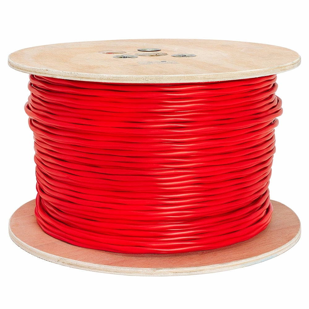 Fire Alarm Cable FPLR 16/4 Solid Bare Copper Conductor Unshielded Riser 1000ft Red
