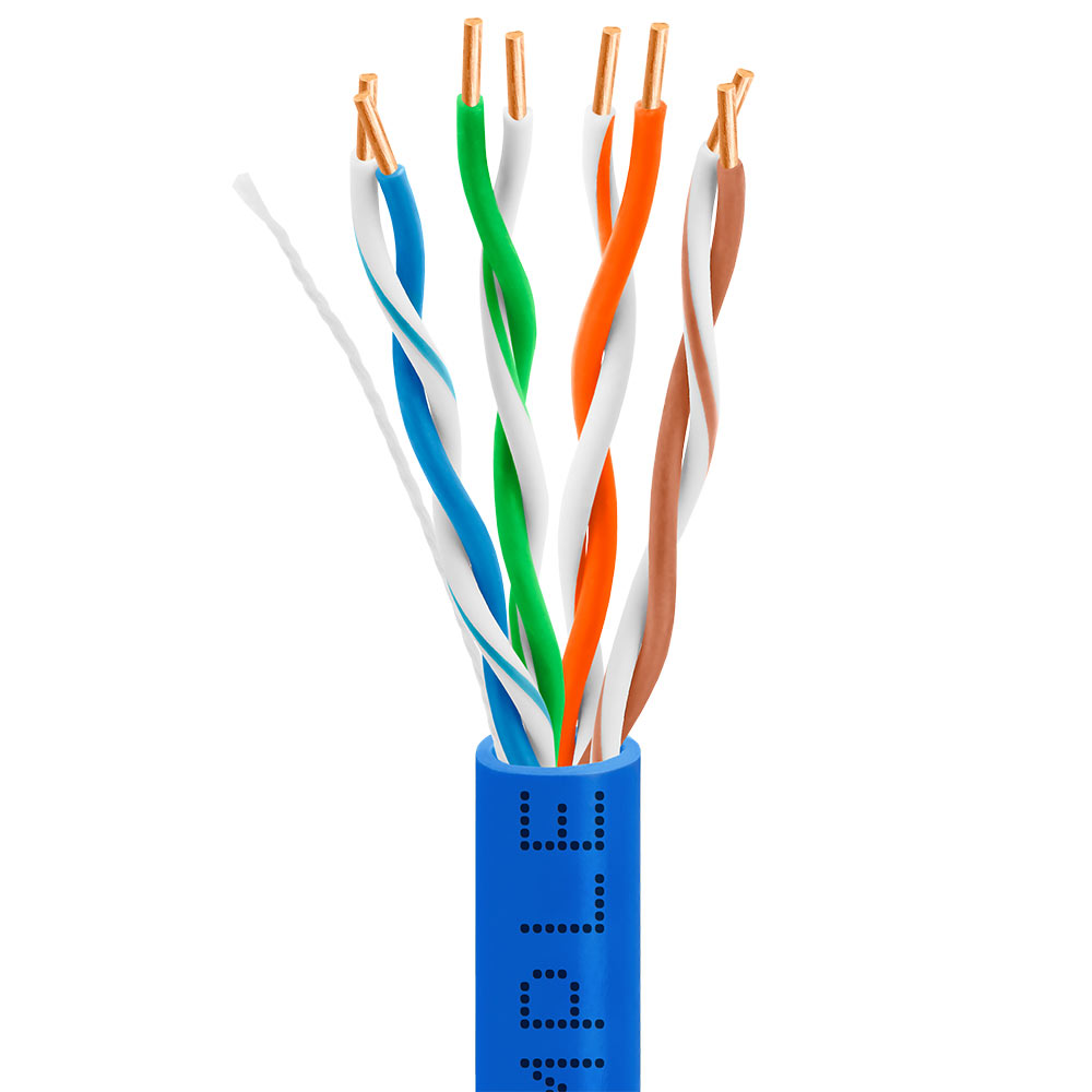 Cat5e Riser Ethernet Cable 1000ft 24AWG Solid Bare Copper 350MHz CMR ETL Listed