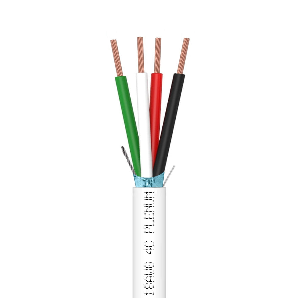 Plenum Control Cable Shielded 18AWG 4 Conductor CMP Stranded Copper 1000ft White