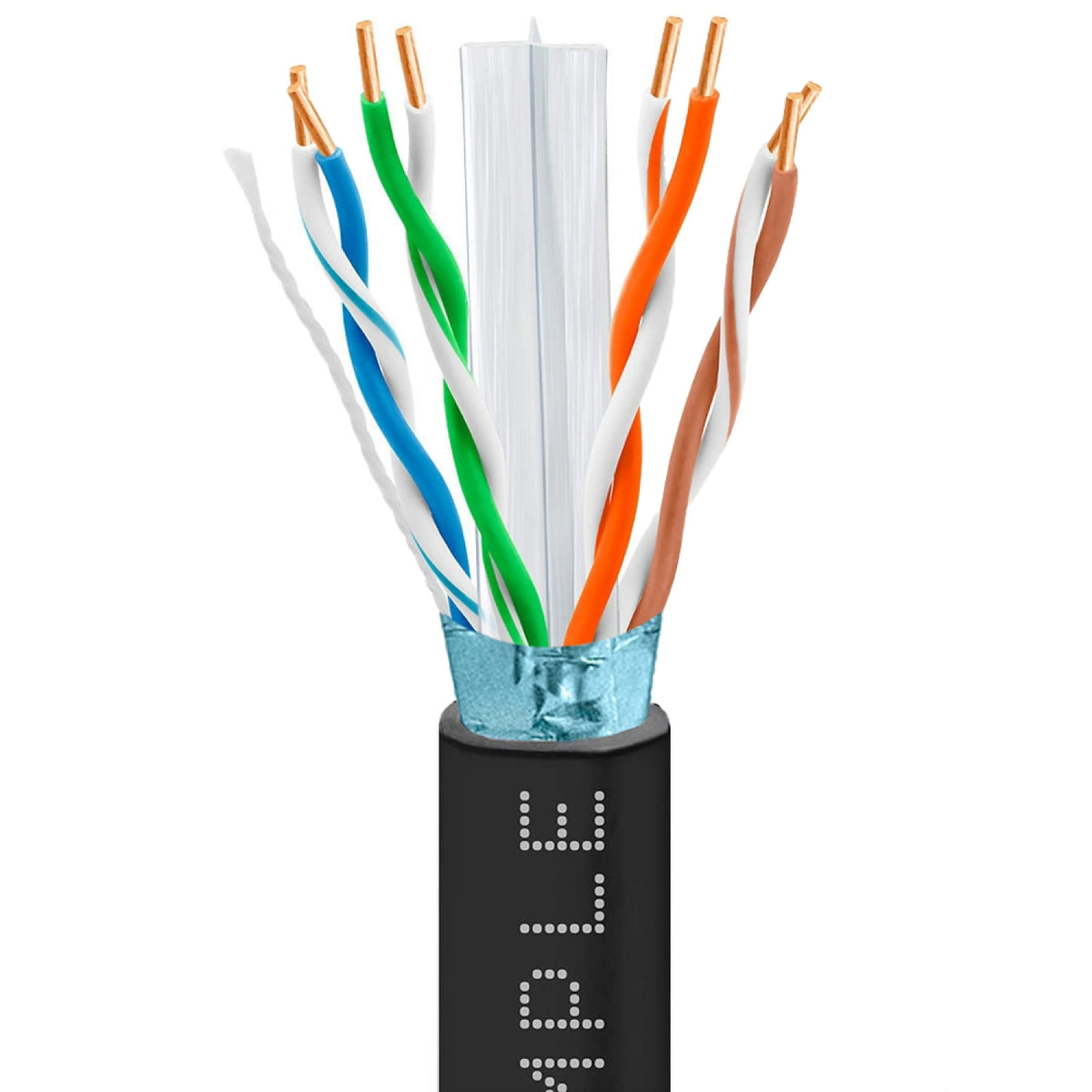Cat6 Shielded Outdoor Ethernet Cable 1000ft 23AWG Solid Bare Copper 600MHz PoE+ ETL Listed