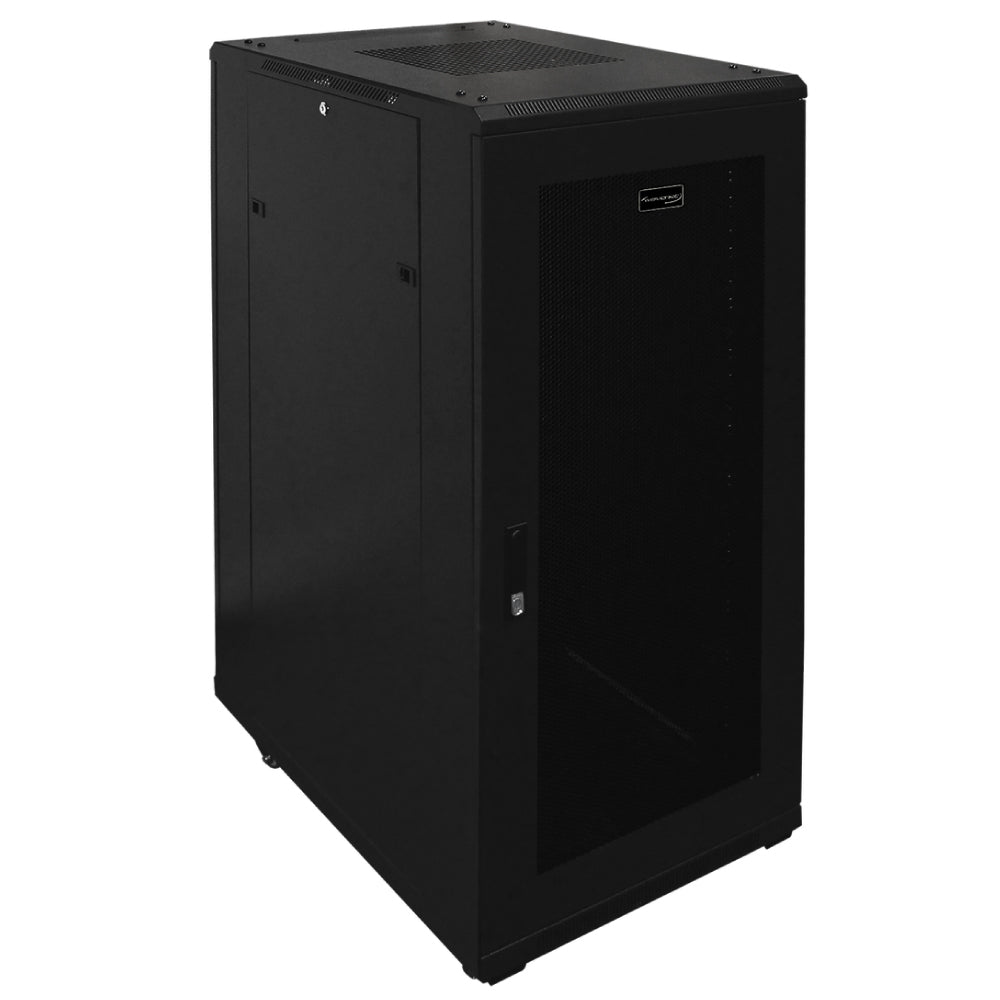 27U Standing Server Rack Cabinet 40in Deep for 19in Network Equipment Casters Steel Black