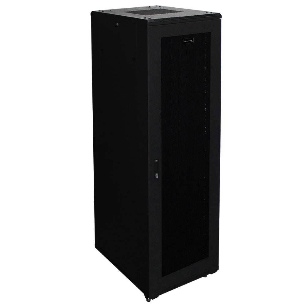 42U Standing Server Rack Cabinet 40in Deep for 19in Network Equipment Casters Steel Black
