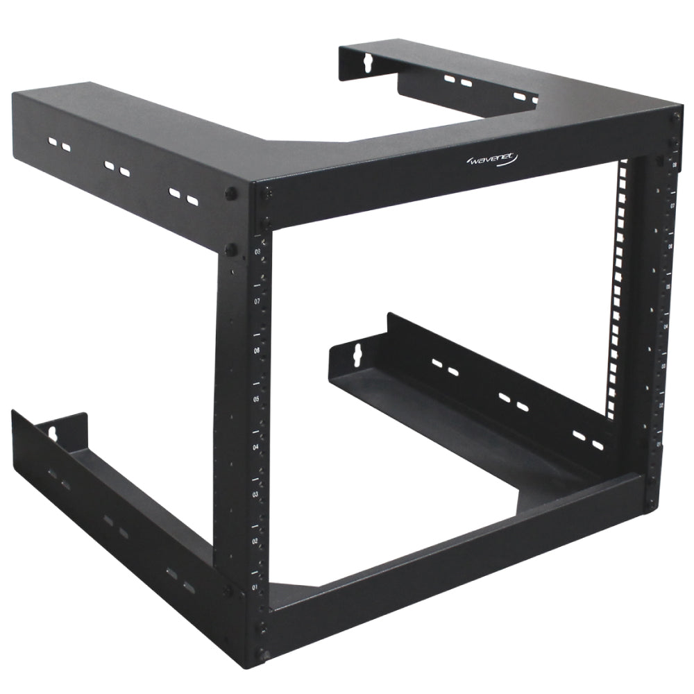 8U Wall Mount Server Rack Open Frame 18in Deep for 19in IT Network Equipment Steel Black