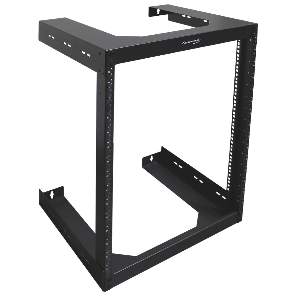 15U Wall Mount Server Rack Open Frame 18in Deep for 19in IT Network Equipment Steel Black