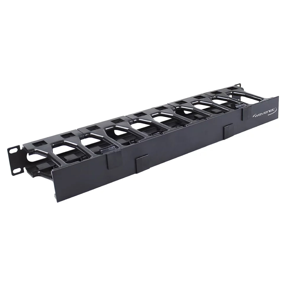 1U Horizontal Cable Manager Single-Sided High-Density Dual Hinge Cover 19in EIA Rack Black