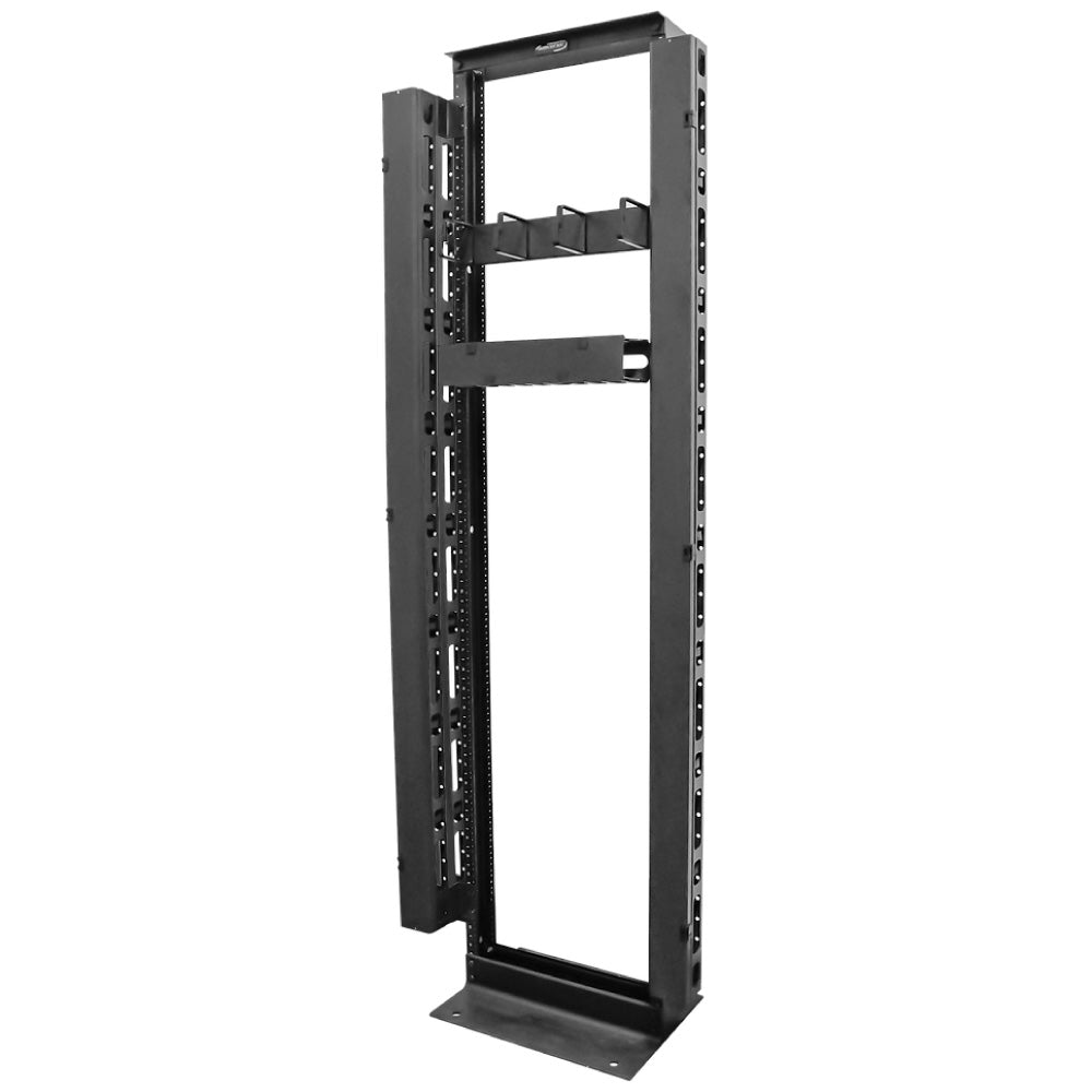 74in Vertical Cable Manager Double-Sided Hinged Cover Cable Rings 45U 2/4 Post Metal Black